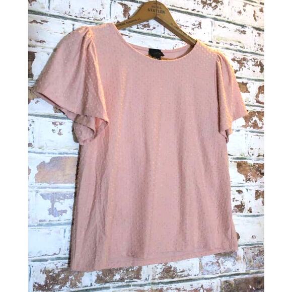 Anthropologie W5 Concepts Blush Swiss Dot Flutter Sleeve Blouse - Picture 3 of 7